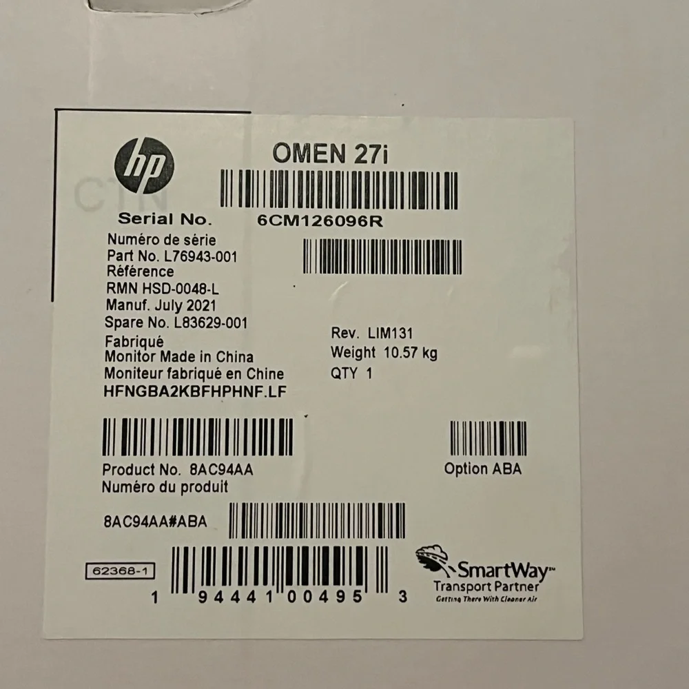 Like new Lenovo Legion i5 PC Tower and HP Omen 27i monitor